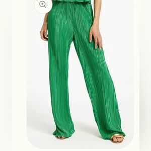Madison +Hudson Emerald Green Pleated Wide-Leg Pants